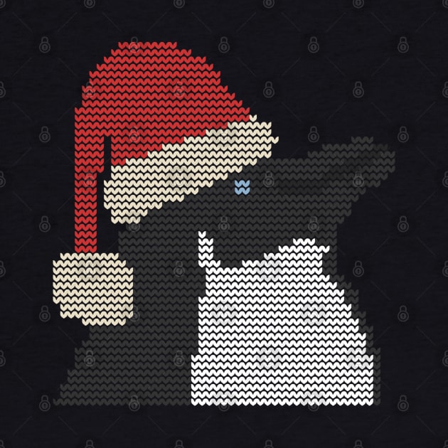 Christmas Sweater Penguin in Santa Hat by ellenhenryart
